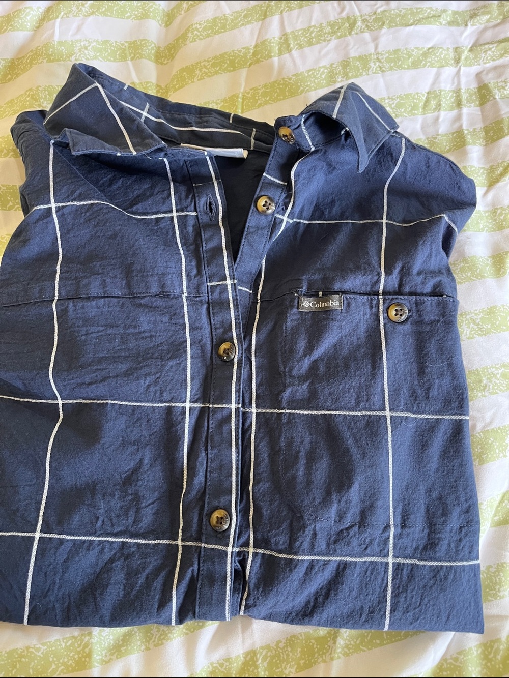 I WISH THIS FIT! LOVE IT 😍 Columbia Navy Windowpane Lightweight Shirt - Picture 5 of 5